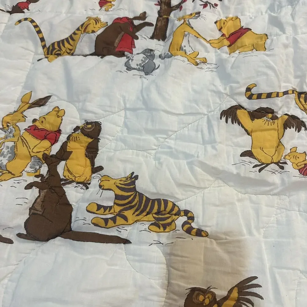 Vintage Winnie the Pooh Friends Comforter Baby Crib Blanket Quilted Thick Sears